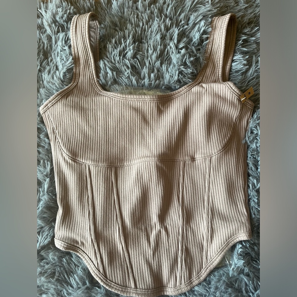 - Victoria secret pink coffee cinched corset unlined top NWT